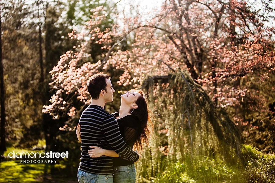 Engagement photos at Morris Arboretum