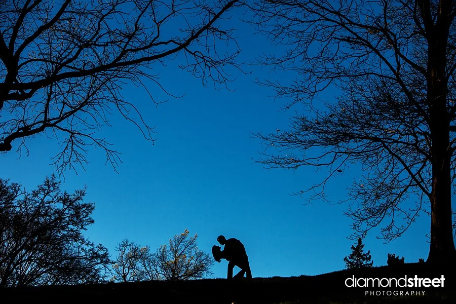 Engagement photos at Morris Arboretum