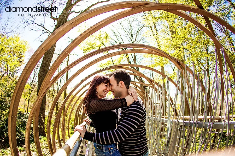 Engagement photos at Morris Arboretum