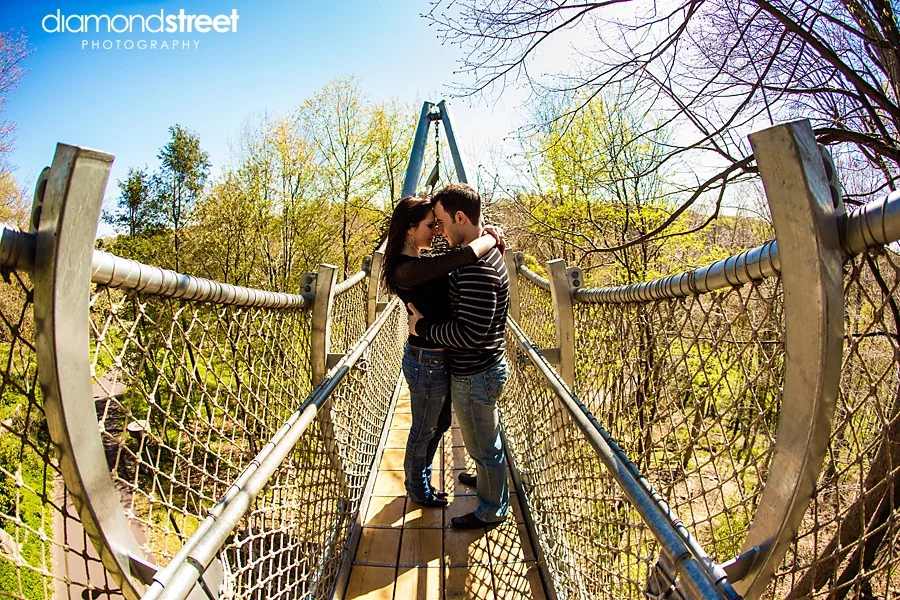 Engagement photos at Morris Arboretum