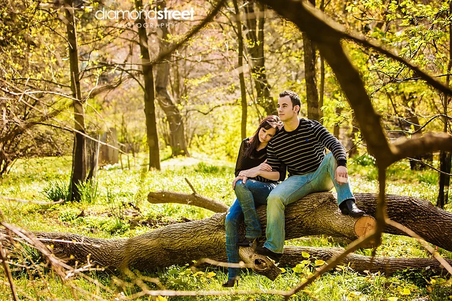 Engagement photos at Morris Arboretum
