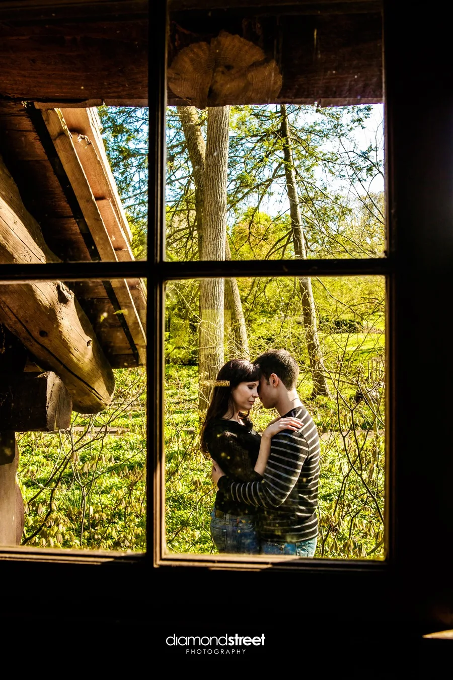 Engagement photos at Morris Arboretum
