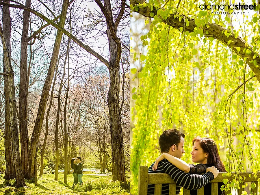 Engagement photos at Morris Arboretum