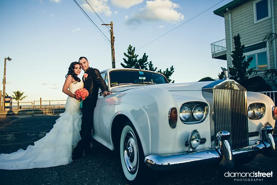 point pleasant beach wedding photos in rolls royce