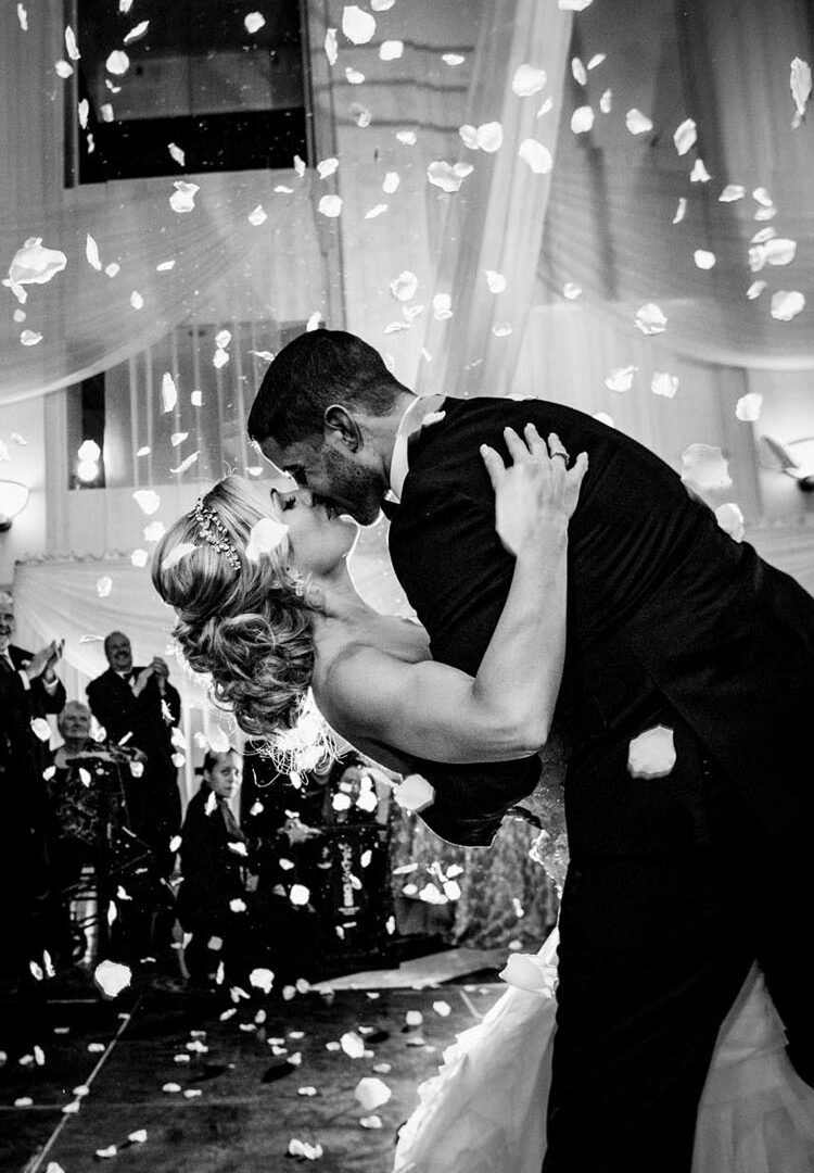 atrium at the curtis center wedding rose petal cannon photo