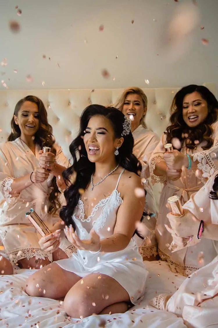 crystal tea room wedding photo bride confetti