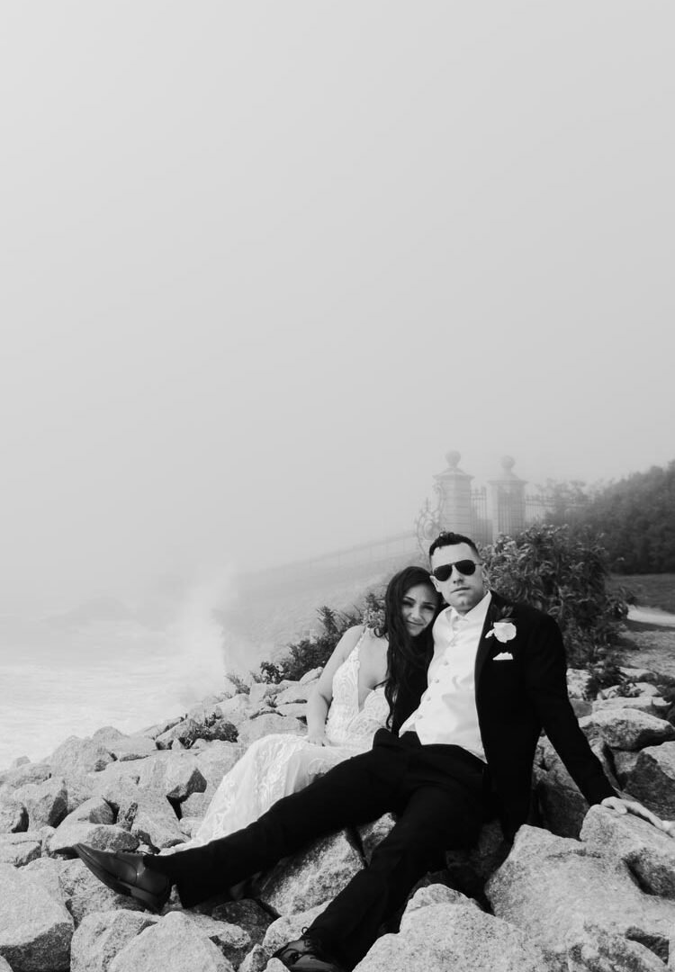 new jersey long beach wedding photo on the rocks