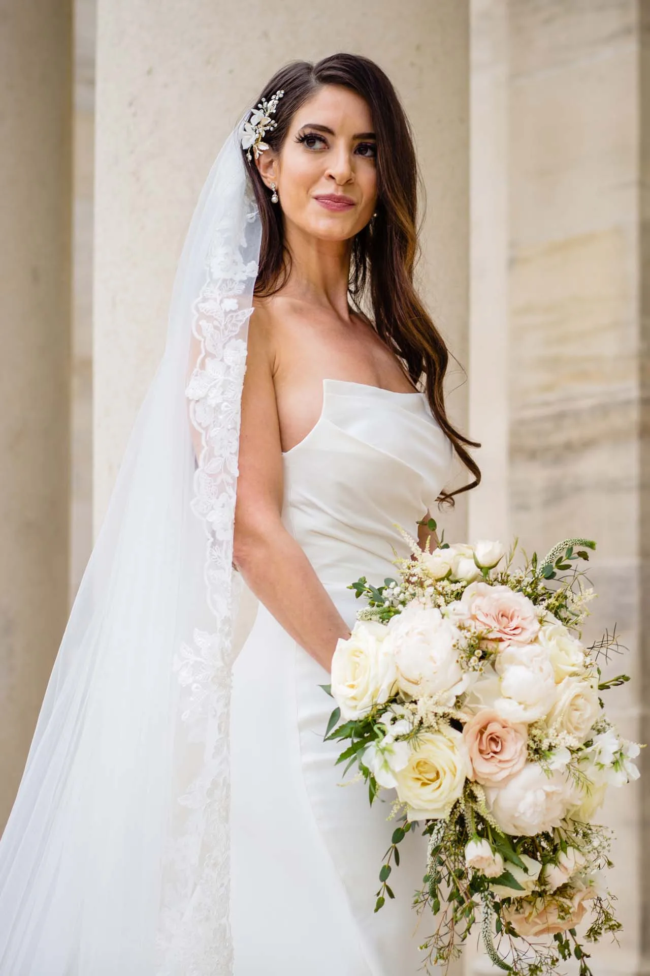 bride portraits Rodin Museum philadelphia wedding