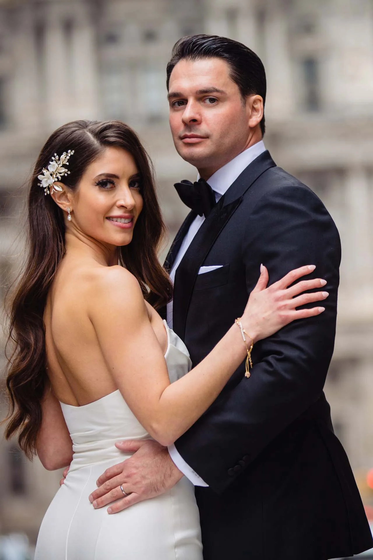 couple portraits Broad Street shot in philadelphia wedding