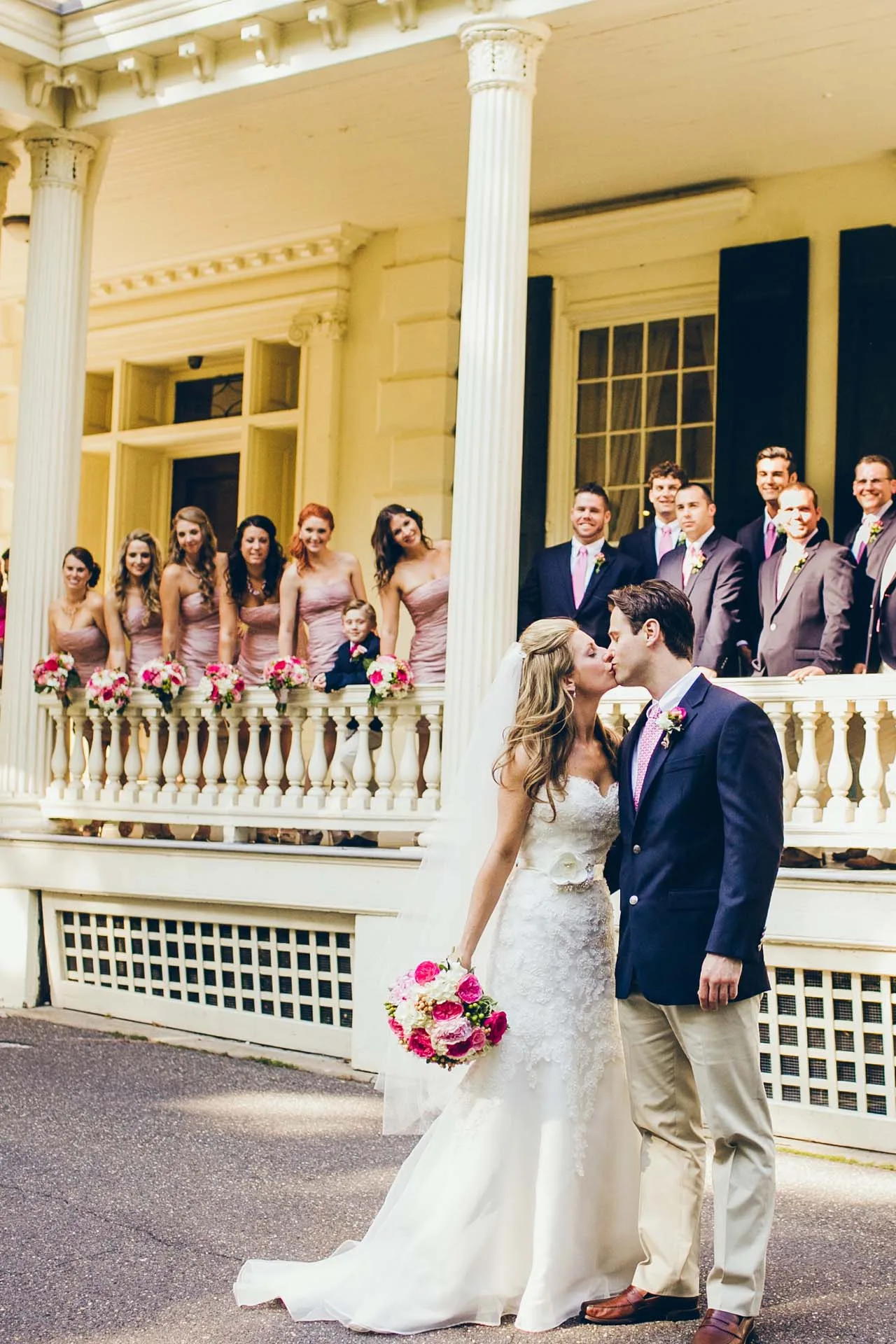 Glen Foerd Wedding Photos on porch