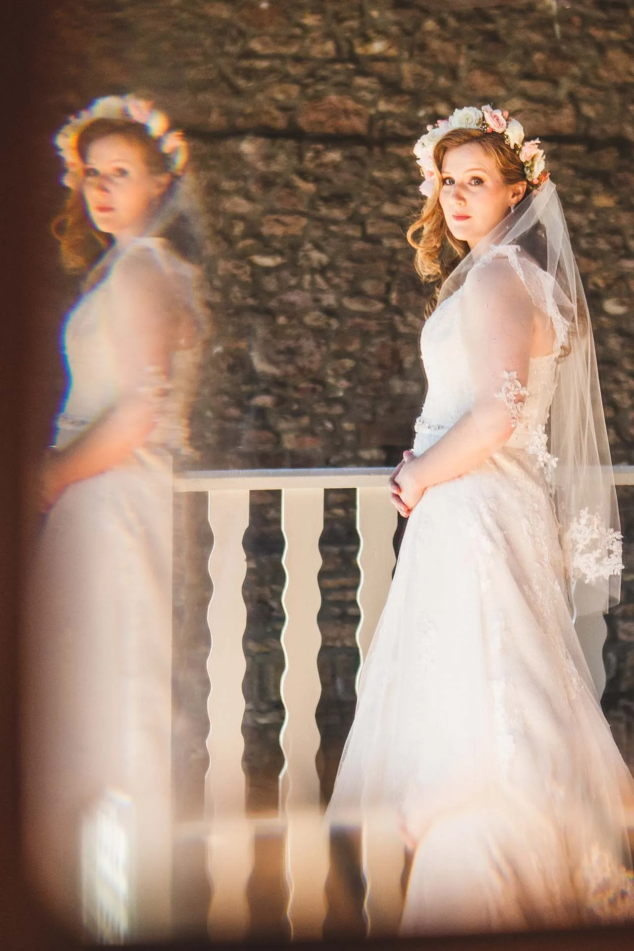 holly hedge estate wedding bride in mirror